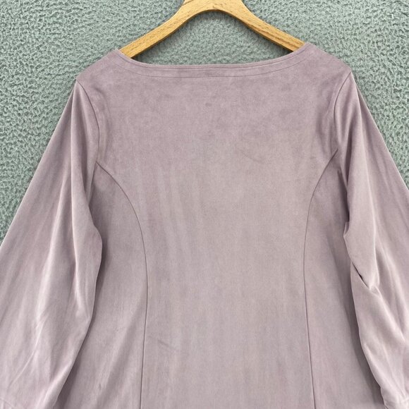 Soft Surroundings Top Womens Extra Large Purple Mauve Faux Suede V Neck Tunic - Picture 4 of 11